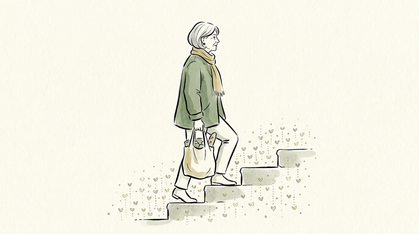 An artistic illustration of an active senior woman, symbolizing the muscle-building benefits of hemp hearts.